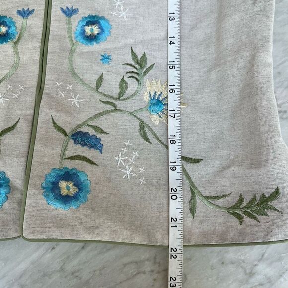 Kate Hill Womens Beige Linen Mandarin Top Jacket SZ 6 Floral Embroidered Lined - Picture 7 of 7